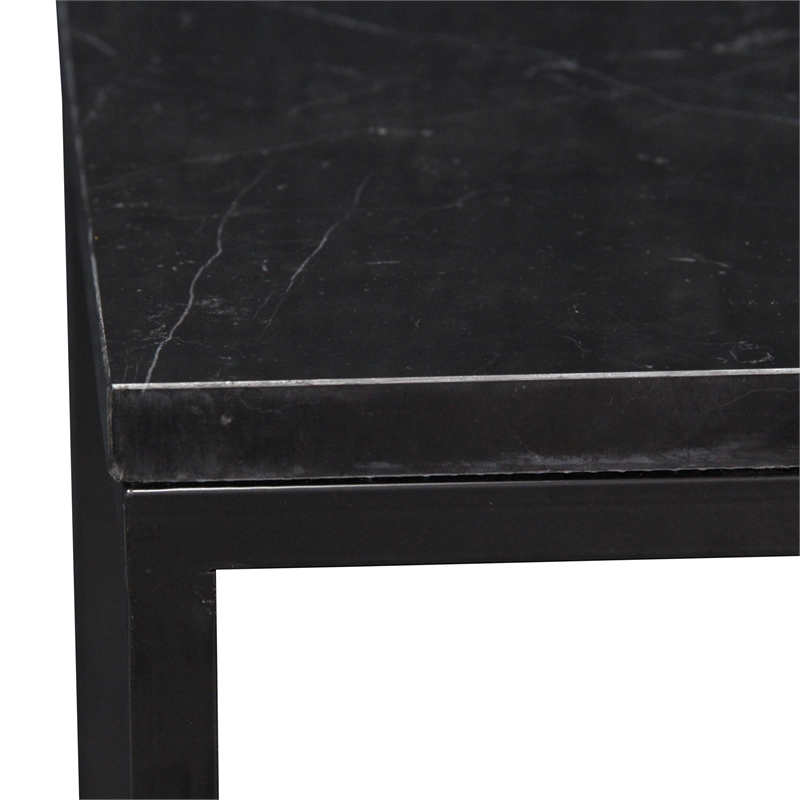 Pemberly Row Set of 2 Square Black Marble Side Tables