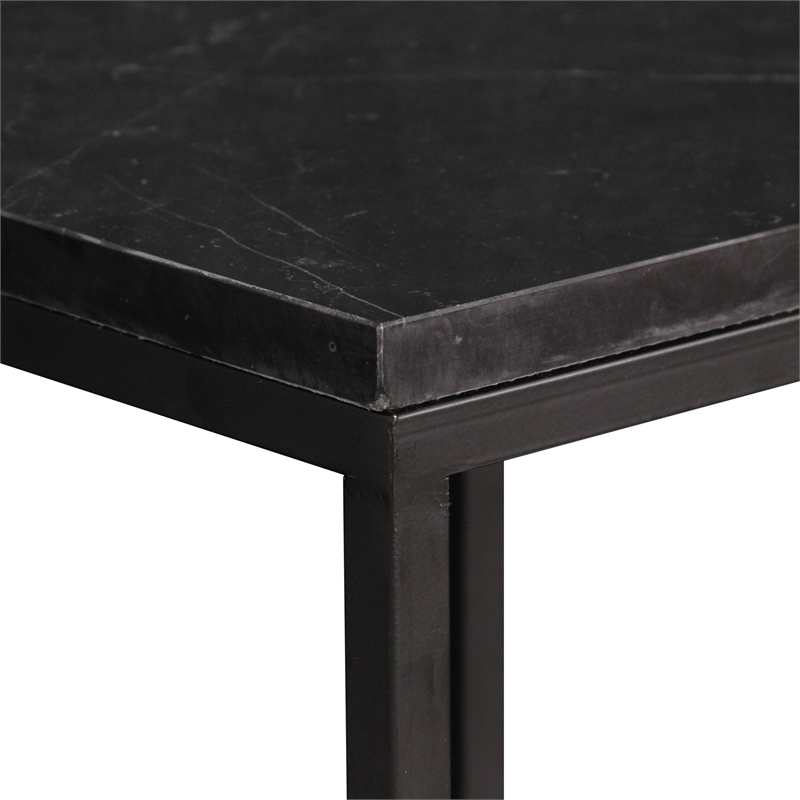 Pemberly Row Set of 2 Square Black Marble Side Tables