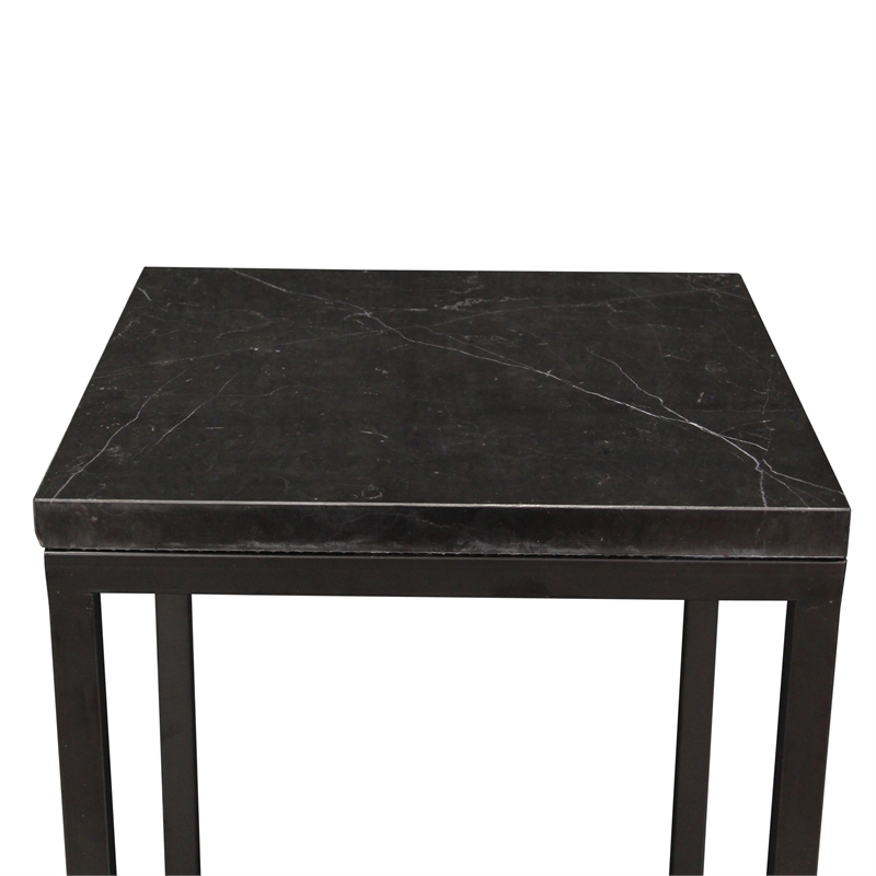 Pemberly Row Set of 2 Square Black Marble Side Tables