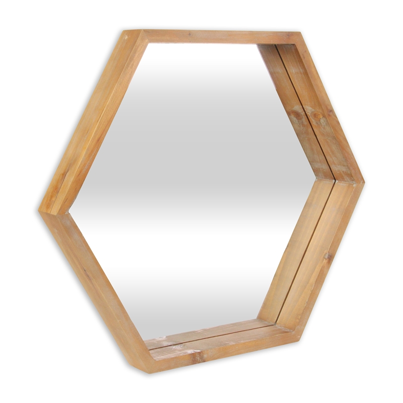 Pemberly Row Hexagonal Wooden Wall Mirror with Hanging Openings