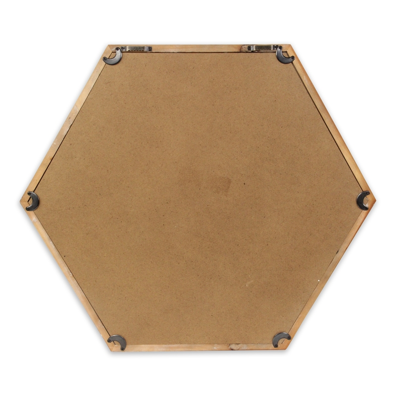 Pemberly Row Hexagonal Wooden Wall Mirror with Hanging Openings