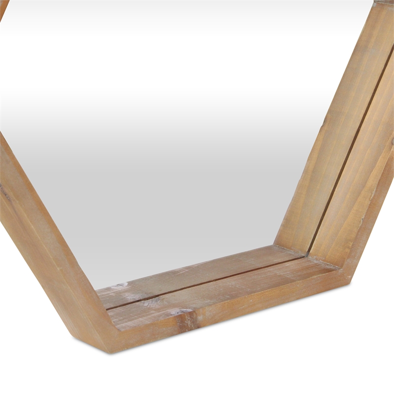 Pemberly Row Hexagonal Wooden Wall Mirror with Hanging Openings