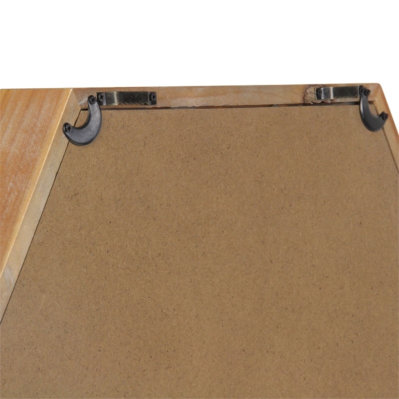 Pemberly Row Hexagonal Wooden Wall Mirror with Hanging Openings