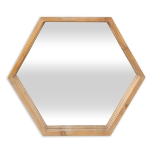 Pemberly Row Hexagonal Wooden Wall Mirror with Hanging Openings