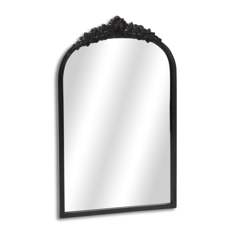 Pemberly Row Modern Victorian Black Accent Mirror with Hanging Hook