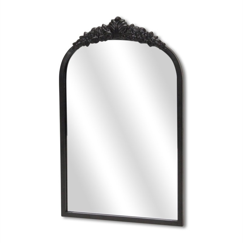 Pemberly Row Modern Victorian Black Accent Mirror with Hanging Hook