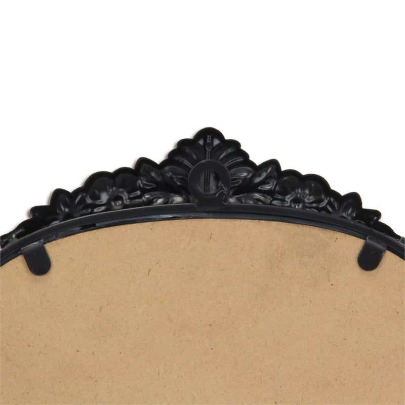 Pemberly Row Modern Victorian Black Accent Mirror with Hanging Hook