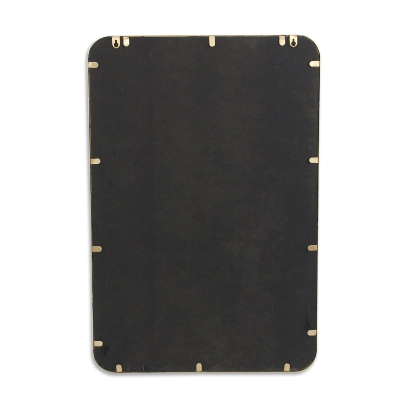Pemberly Row Gold Metal Rectangular Wall Mirror with Hanging Openings