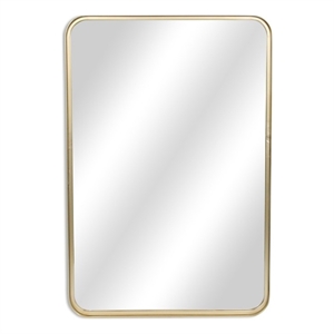 Pemberly Row Gold Metal Rectangular Wall Mirror with Hanging Openings
