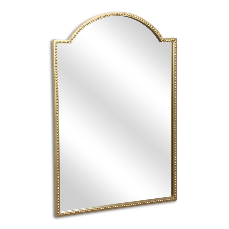 Pemberly Row Arch Top Gold Metal Framed Wall Mirror with Studded Details