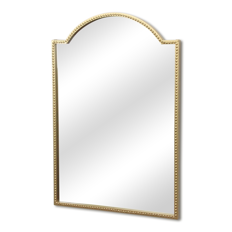 Pemberly Row Arch Top Gold Metal Framed Wall Mirror with Studded Details