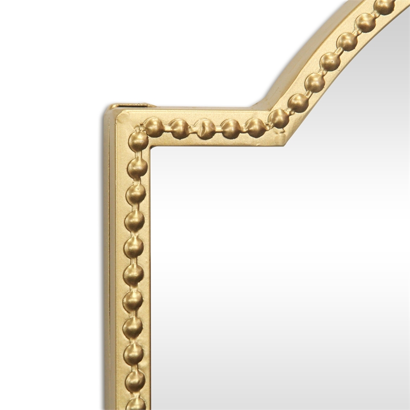 Pemberly Row Arch Top Gold Metal Framed Wall Mirror with Studded Details