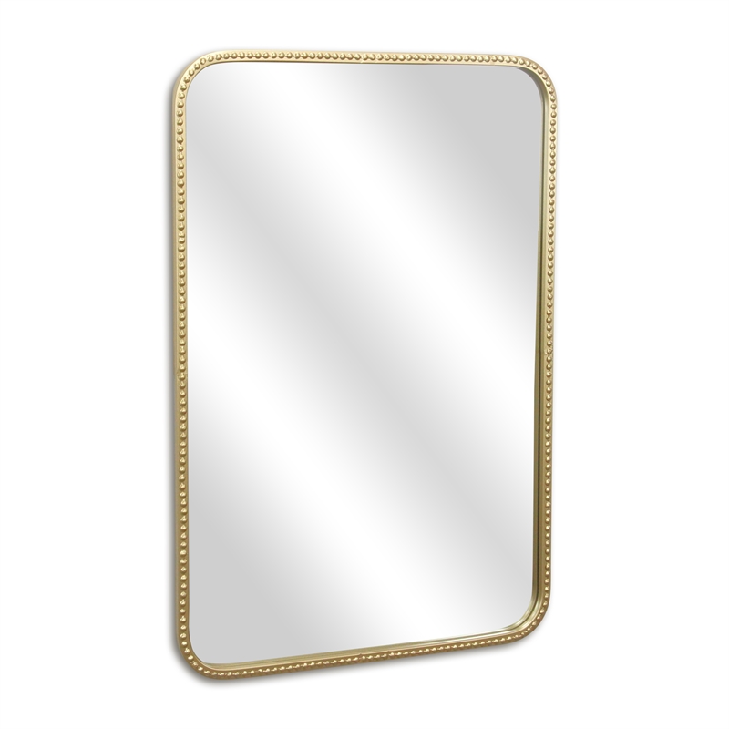 Pemberly Row Rectangular Gold Metal Mirror with Studded Details