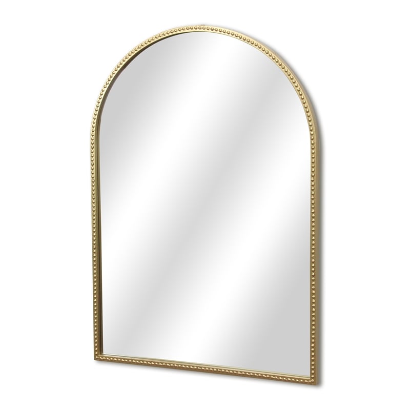 Pemberly Row Curve Top Gold Metal Wall Mirror with Studded Details
