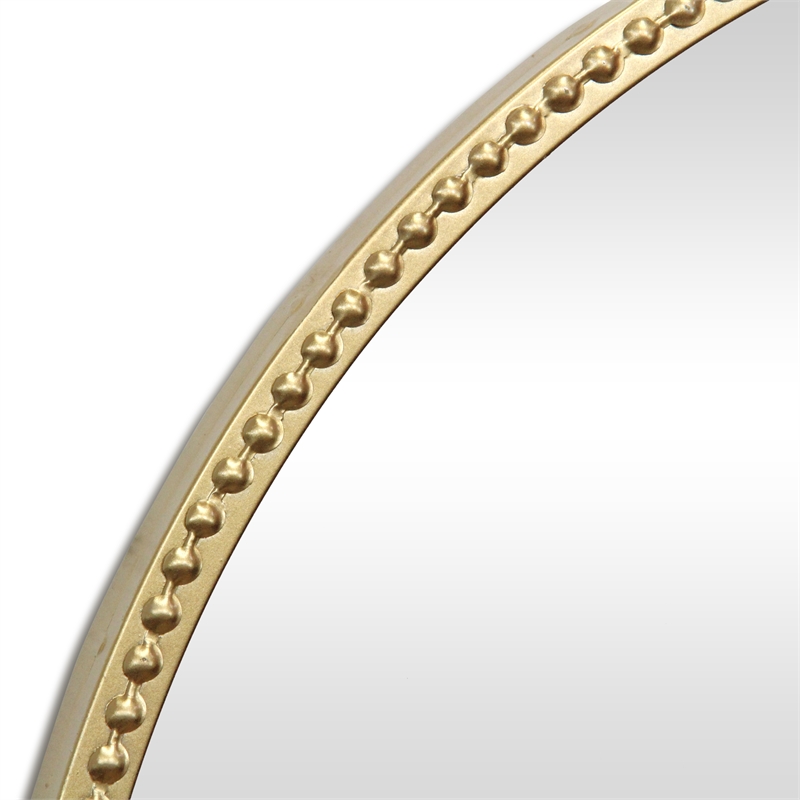 Pemberly Row Curve Top Gold Metal Wall Mirror with Studded Details