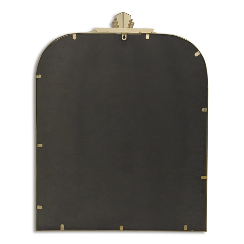 Pemberly Row Art Deco Gold Metal Wall Mirror with Hanging Openings