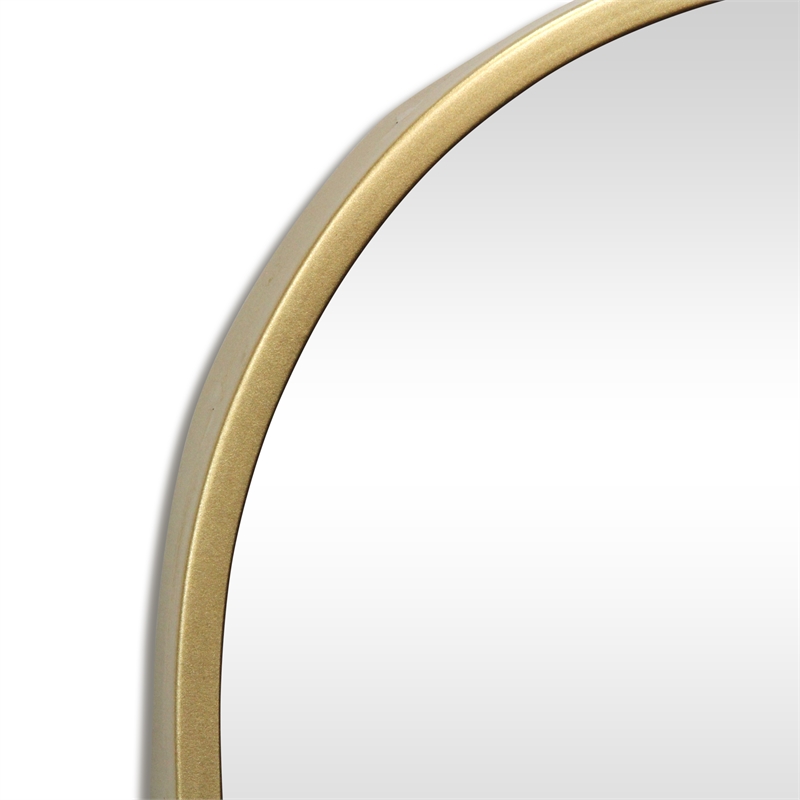 Pemberly Row Art Deco Gold Metal Wall Mirror with Hanging Openings
