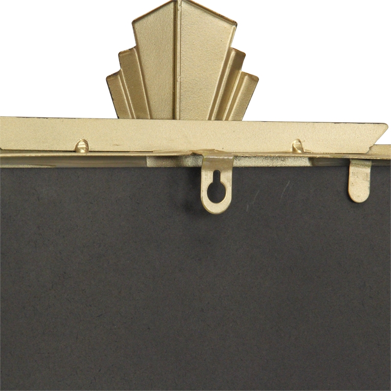 Pemberly Row Art Deco Gold Metal Wall Mirror with Hanging Openings