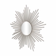 Pemberly Row Silver Metal Sunburst Wall Mirror with Hanging Opening