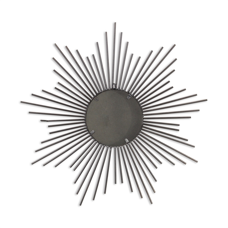 Pemberly Row Silver Metal Sunburst Wall Mirror with Hanging Opening