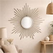 Pemberly Row Silver Metal Sunburst Wall Mirror with Hanging Opening