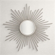 Pemberly Row Silver Metal Sunburst Wall Mirror with Hanging Opening