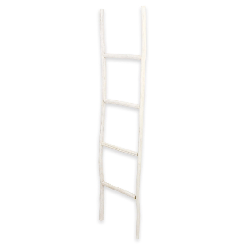 Pemberly Row White Wash Wood Ladder with 4 Tiers