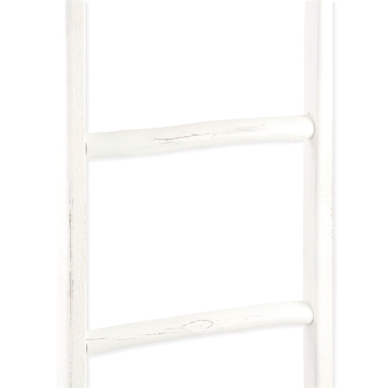Pemberly Row Rustic White Wood Ladder with 6 Rungs