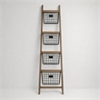 Pemberly Row Wood Storage Ladder with 4 Basket Tiers and 5 Rungs