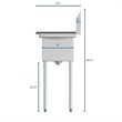 Pemberly Row 10x14x10 NSF Stainless Steel Kitchen Prep/Utility Sink in Silver