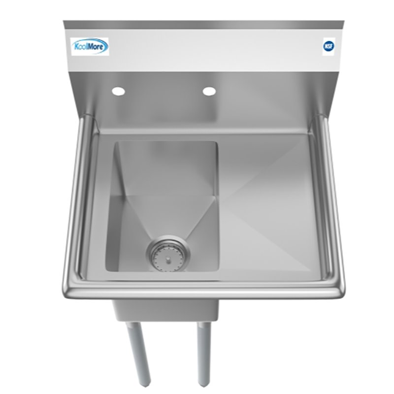 Pemberly Row Silver 10x14x10 Right NSF Stainless Steel Kitchen Prep/Utility Sink