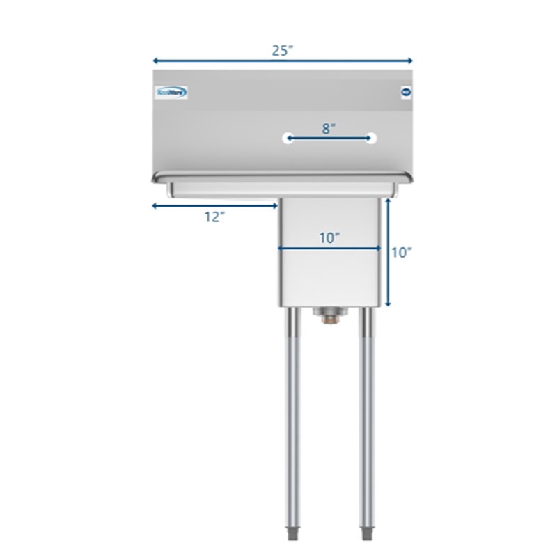 Pemberly Row Silver 10x14x10 Left NSF Steel Kitchen Prep & Utility Sink