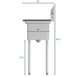 Pemberly Row Silver 10x14x10 Left NSF Steel Kitchen Prep & Utility Sink