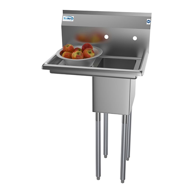 Pemberly Row Silver 10x14x10 Left NSF Steel Kitchen Prep & Utility Sink