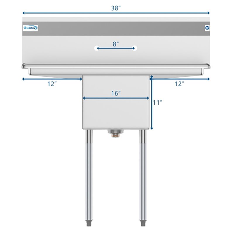 Pemberly Row 14x16x11 NSF Stainless Steel Kitchen Prep/Utility Sink in Silver