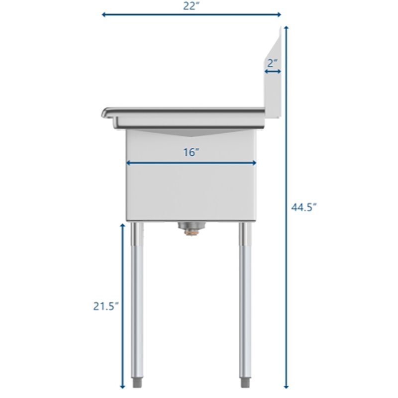 Pemberly Row 14x16x11 NSF Stainless Steel Kitchen Prep/Utility Sink in Silver