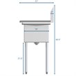Pemberly Row 14x16x11 NSF Stainless Steel Kitchen Prep/Utility Sink in Silver