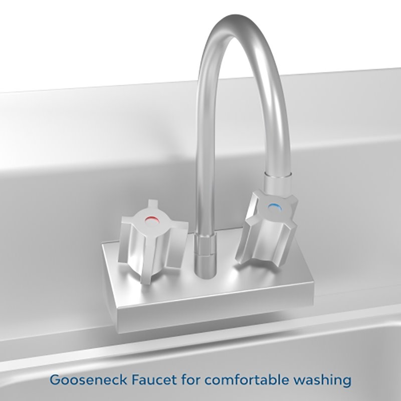 Pemberly Row Silver Stainless Steel Commercial Hand Sink with Gooseneck Faucet