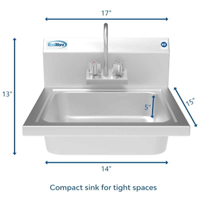Pemberly Row Silver Stainless Steel Commercial Hand Sink with Gooseneck Faucet