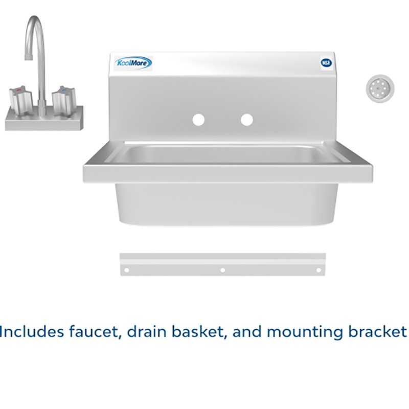 Pemberly Row Silver Stainless Steel Commercial Hand Sink with Gooseneck Faucet