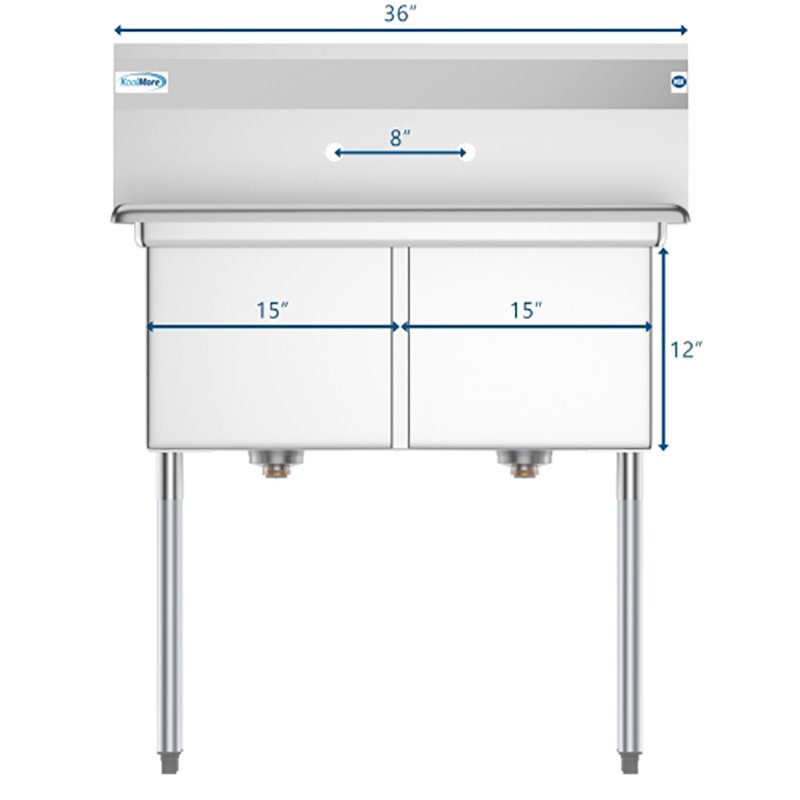 Pemberly Row 15x15x12 NSF Stainless Steel Kitchen Prep & Utility Sink in Silver