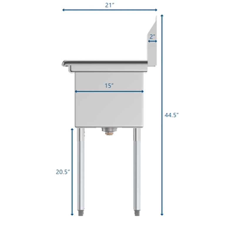 Pemberly Row 15x15x12 NSF Stainless Steel Kitchen Prep & Utility Sink in Silver
