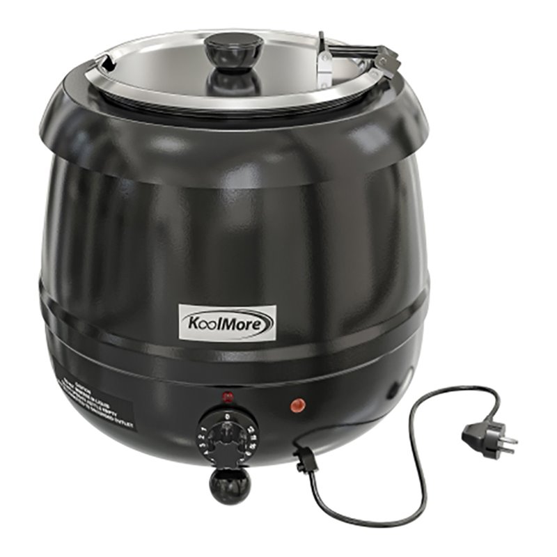 Pemberly Row Metal Soup Kettle Warmer with Hinged Lid and Removable Pot in Black