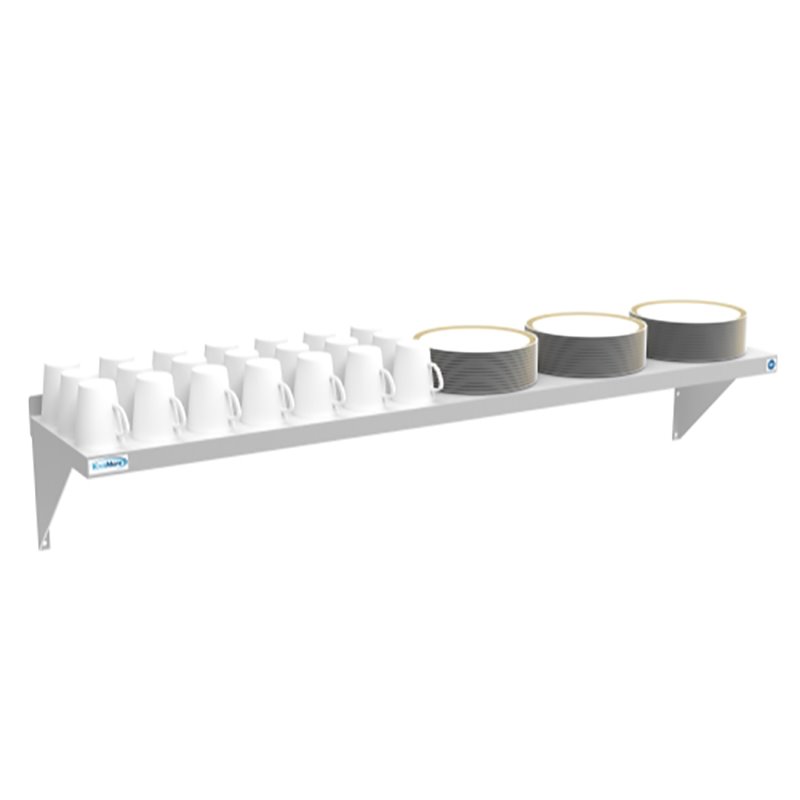Pemberly Row 12x60 NSF Stainless Steel Wall Mount Shelf for Kitchen in Silver