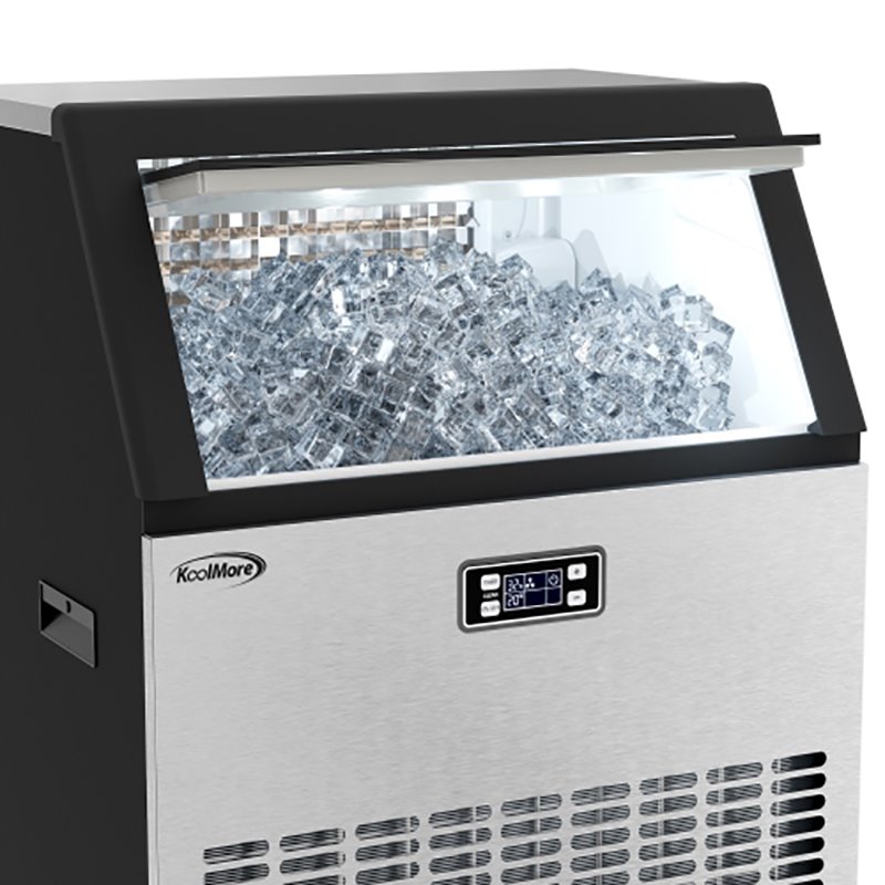 Pemberly Row CIM265 Undercounter Metal Ice Maker Machine in Black