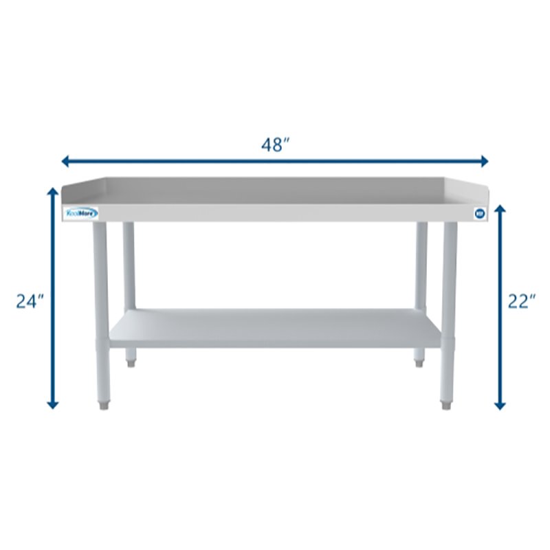 Pemberly Row 30x48 Heavy Duty 16-Gauge Stainless Steel Equipment Stand in Silver