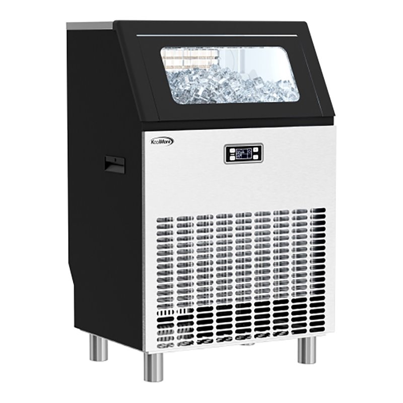 Pemberly Row Modern Undercounter Metal Ice Maker Machine in Black