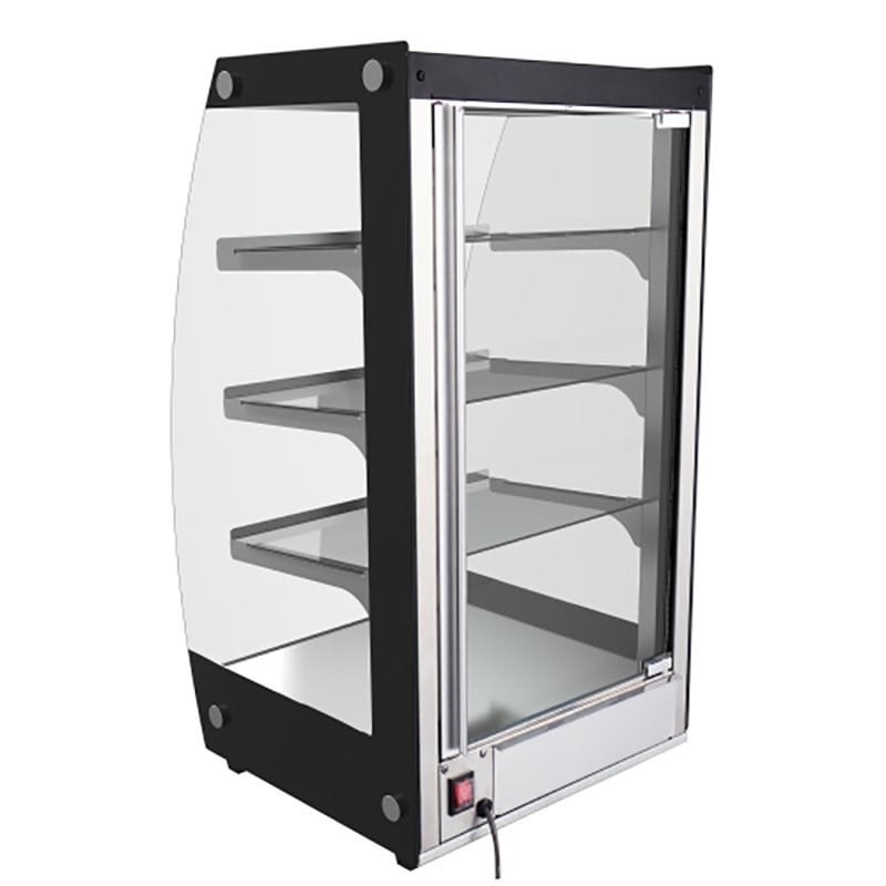 Pemberly Row 4-Tier LED Glass/Steel Bakery Display Pastry Case in Black