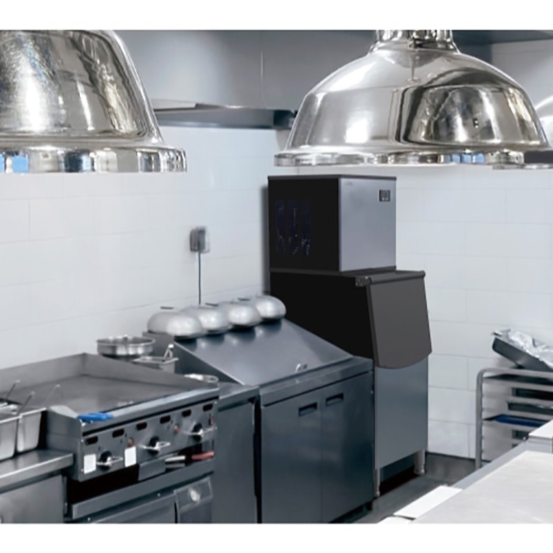Pemberly Row Modular Stainless Steel Ice Maker Machine in Silver