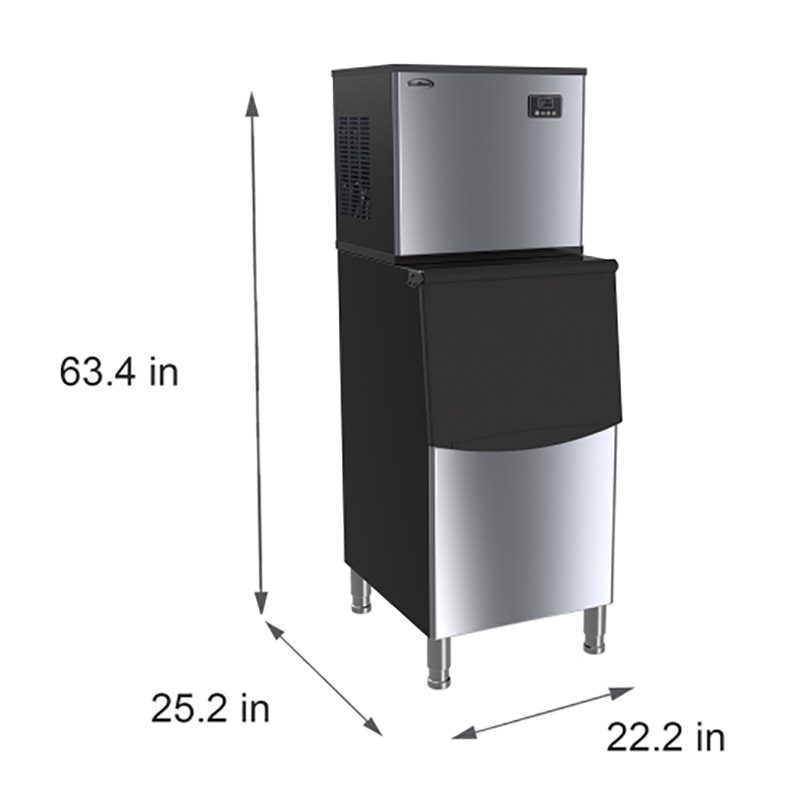 Pemberly Row Modular Stainless Steel Ice Maker Machine in Silver